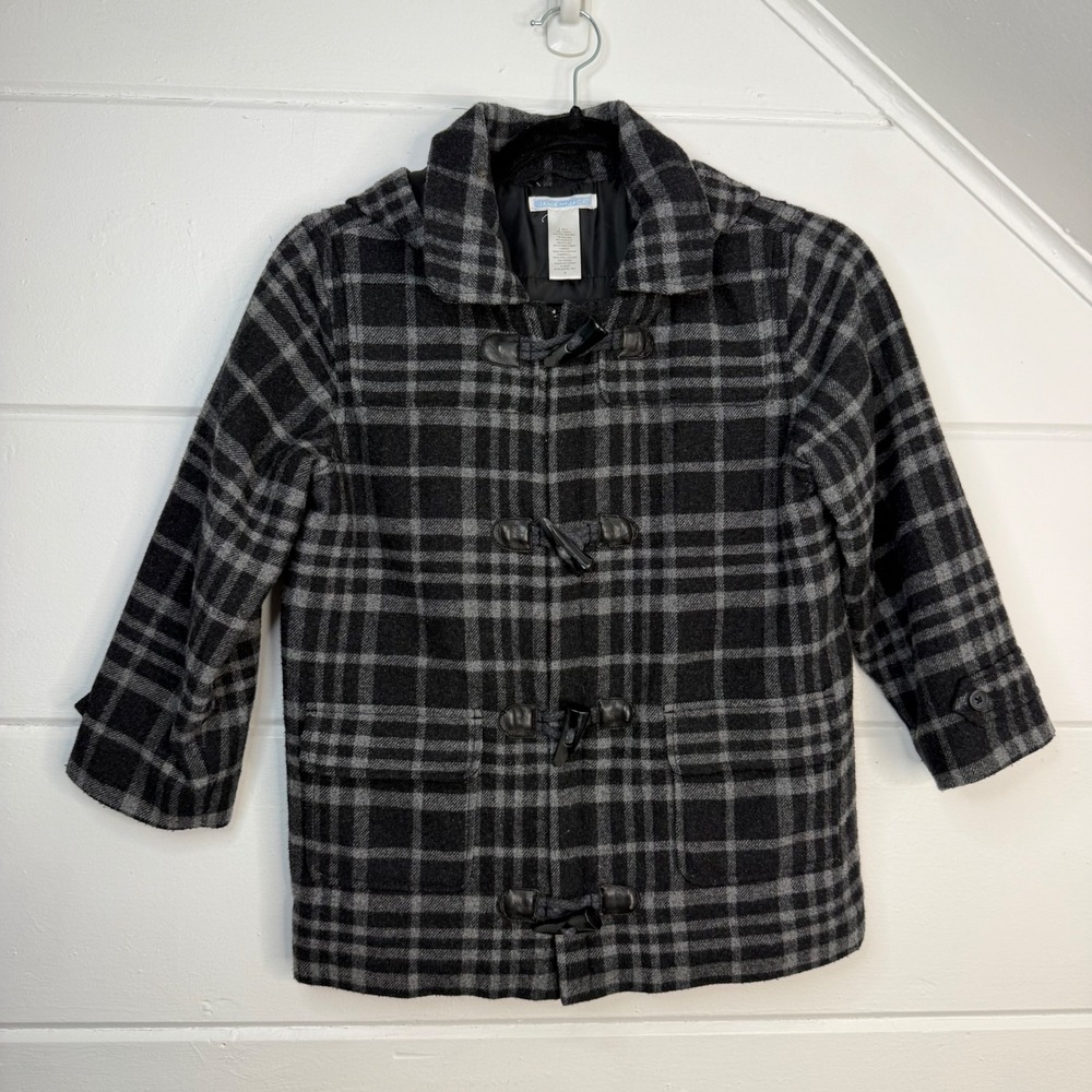Janie‎ and Jack Size 6 Classic Style Plaid Wool Blend Pea Coat